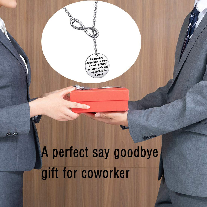 [Australia] - POTIY Coworker Retirement Gifts Coworker Leaving Y Necklace A Amazing Coworker is Hard to Find Going Away Gift Leaving Goodbye Friendship Memorial Necklace Silver-Y Necklace 