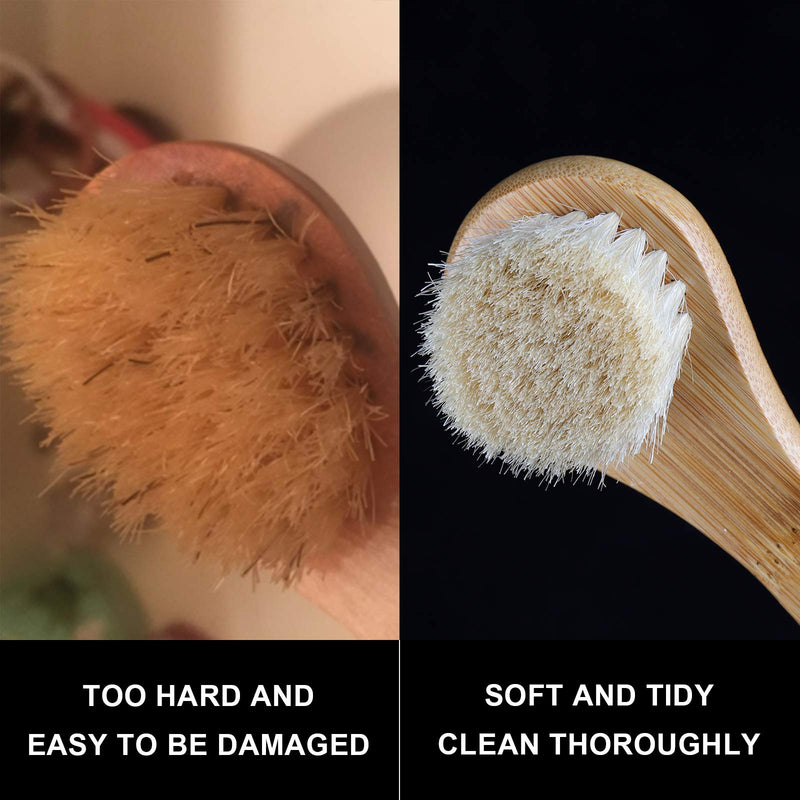 [Australia] - Facial Cleansing Brush, Horsehair Exfoliator Face Brush for Exfoliation, Natural Ultrasoft Horsehair Bristle Bamboo Handle Washing Brush for Exfoliating, Massaging, Removing Blackhead. Wooden 