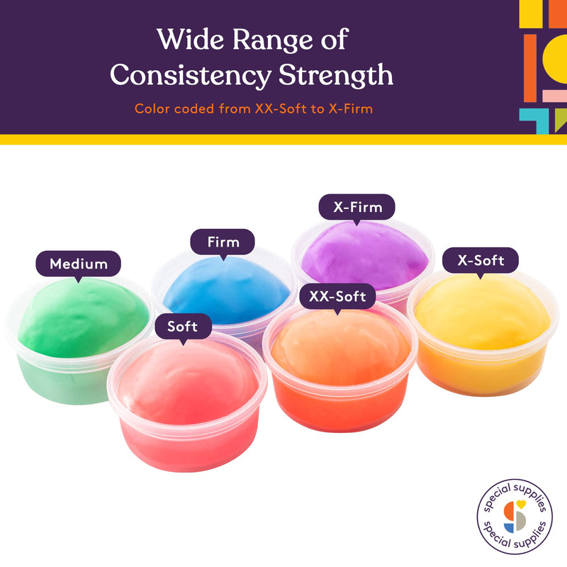 [Australia] - Special Supplies Therapy Putty for Kids and Adults - Resistive Hand Exercise Stress Relief Therapy Putty Kit, Set of 6 Strengths, 3 Ounces of Each Putty 