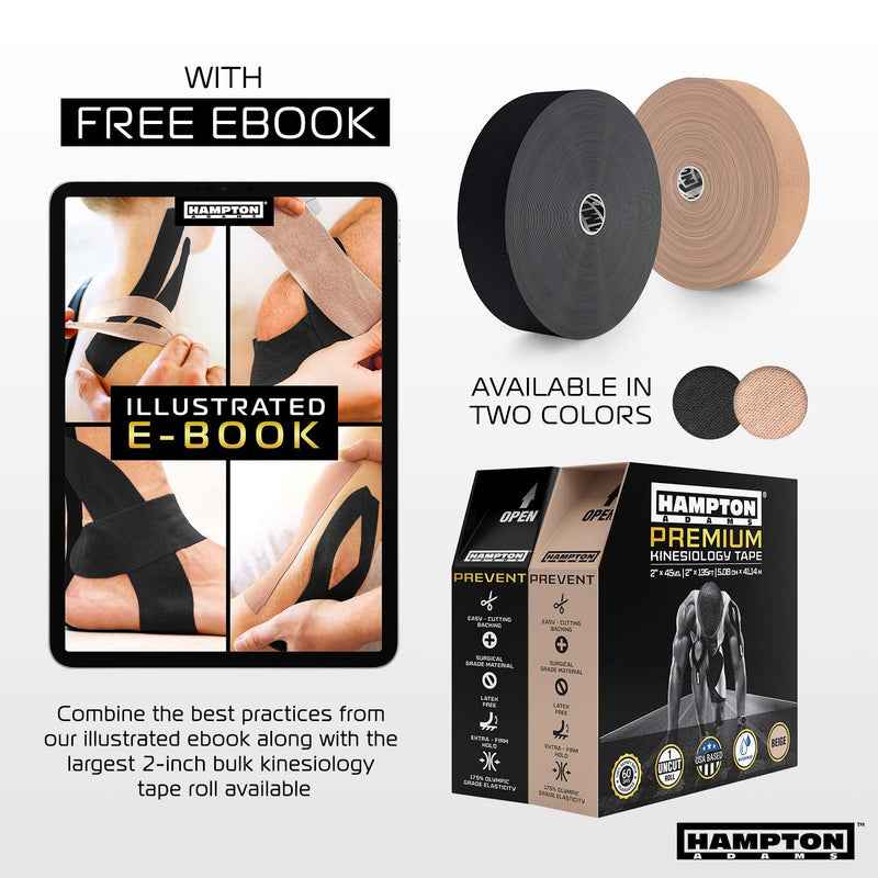 [Australia] - (135 Feet) Bulk Kinesiology Tape Waterproof Roll Sports Therapy Support for Knee, Muscle, Wrist, Shoulder, Back/Original Uncut Premium Therapeutic Elastic & Hypoallergenic Cotton - (Black) 
