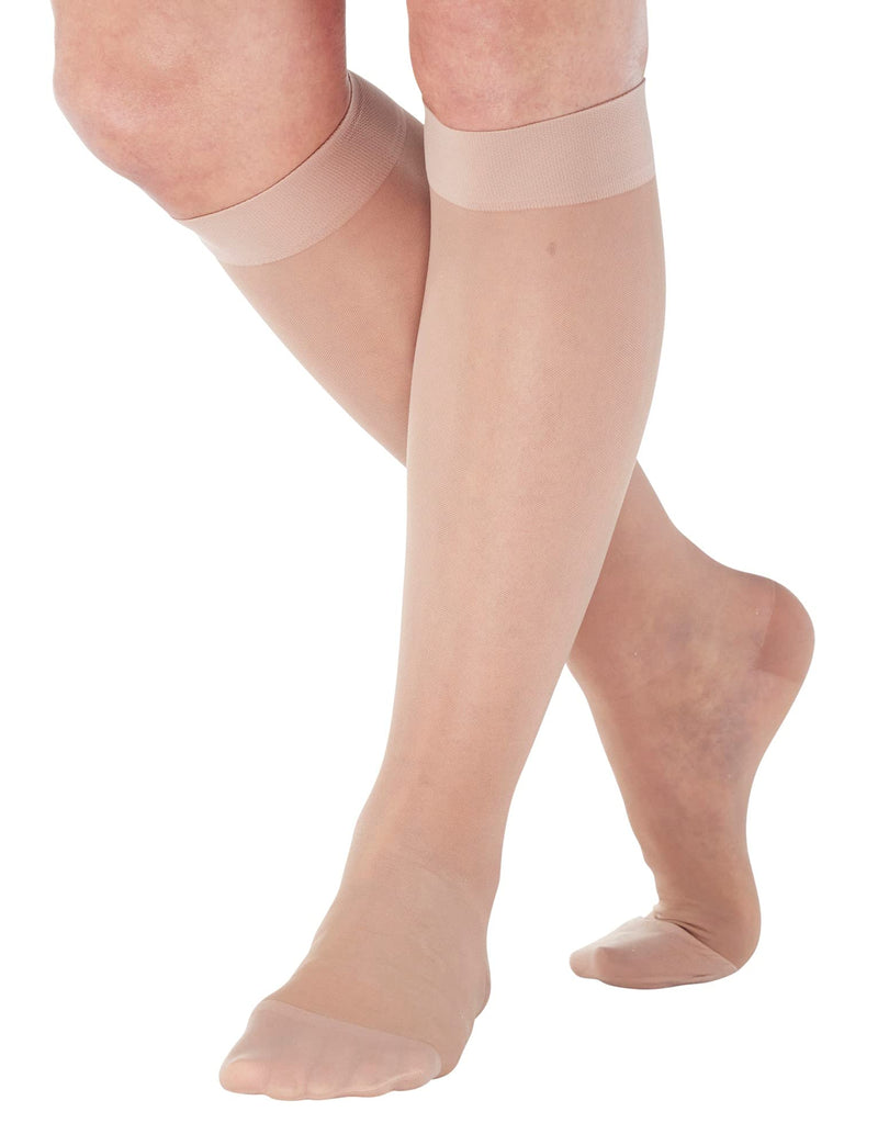 [Australia] - Womens Sheer Compression Socks 20-30mmHg - Knee Hi Support Stockings X-Large Nude 
