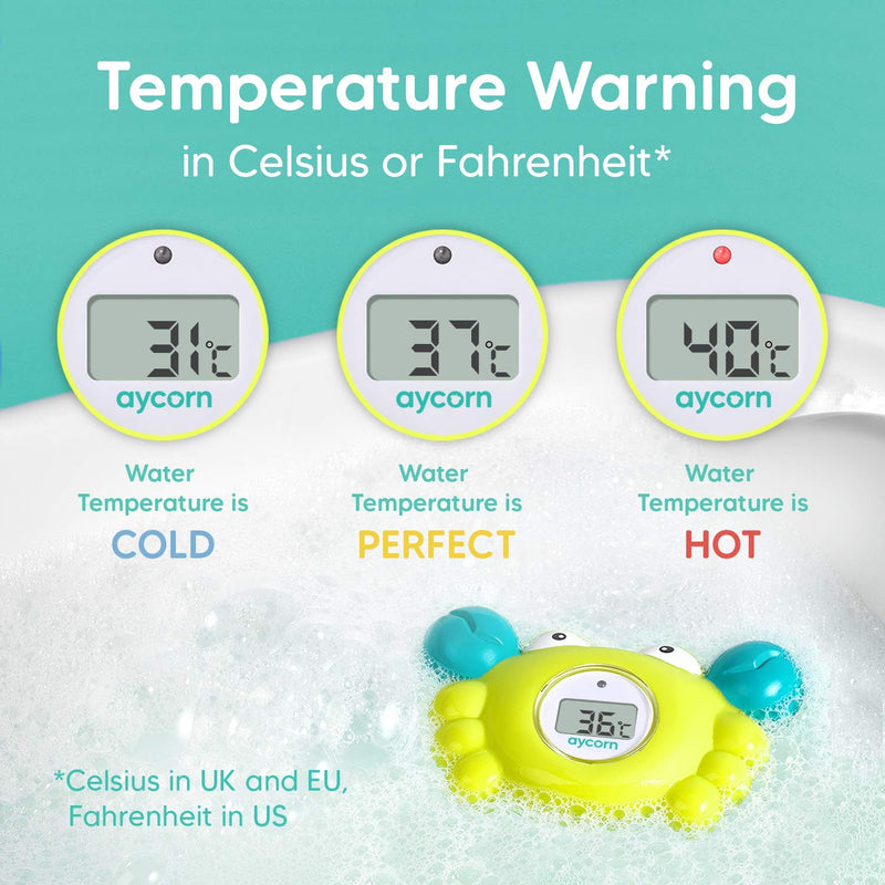[Australia] - Aycorn Digital Baby Bath and Room Thermometer. Fast and Accurate Water Readings with LED Warning Alarm Ensures Your Child's Safety. Cute Floating Bathtub Toy Makes Perfect Bathtime Fun for Infants 