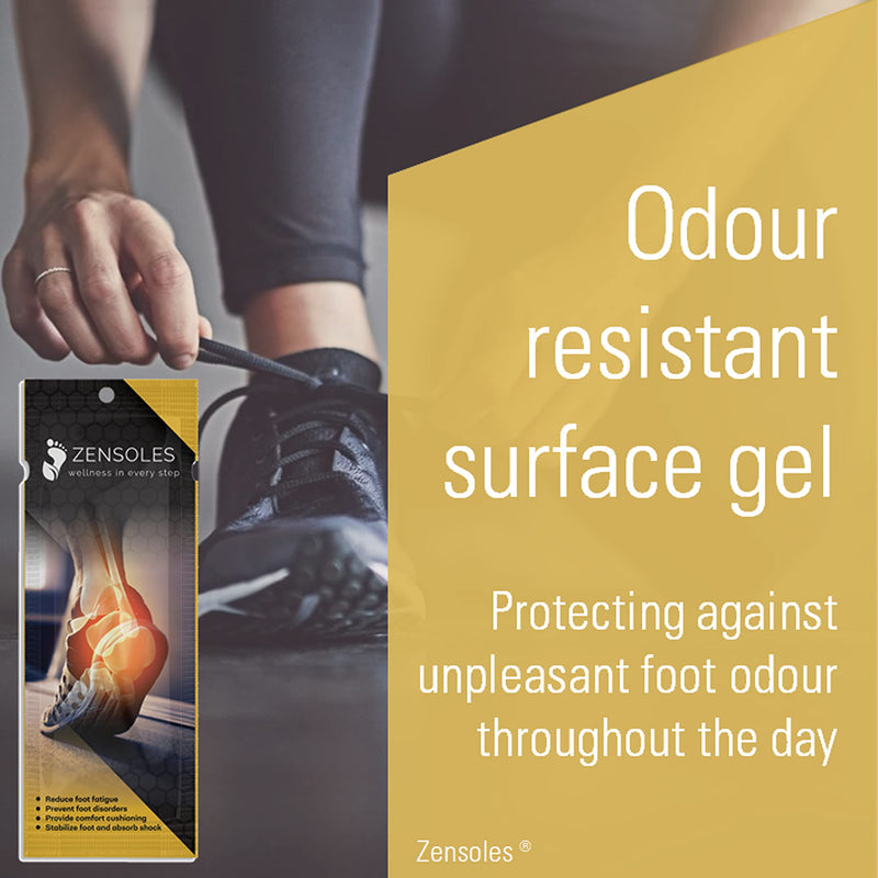 [Australia] - Cushioned Gel Insoles for Men and Women with Orthotic Arch Support. Shock Absorbing with Soothing Comfort and Massage. UK Sizes Blue Large (UK Size 8-11) 
