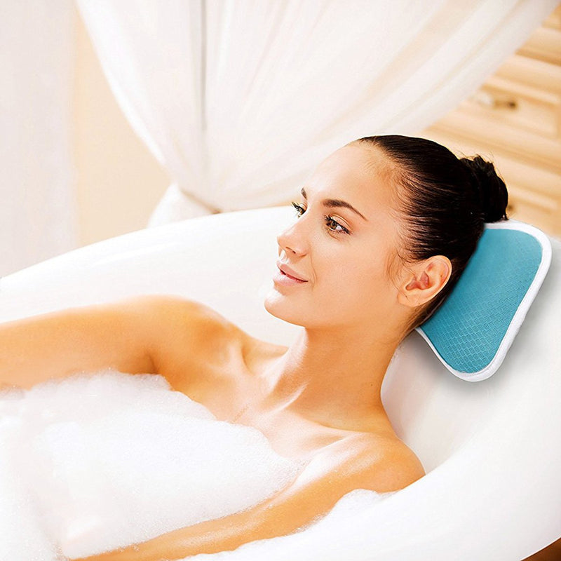 [Australia] - Comfortable Bath Pillow with Suction Cups, Supports Neck and Shoulders Home Spa Pillows for Bathtub, Hot Tub, Jacuzzi, Bathtub Head Rest Pillow Relax & Comfy - Blue 