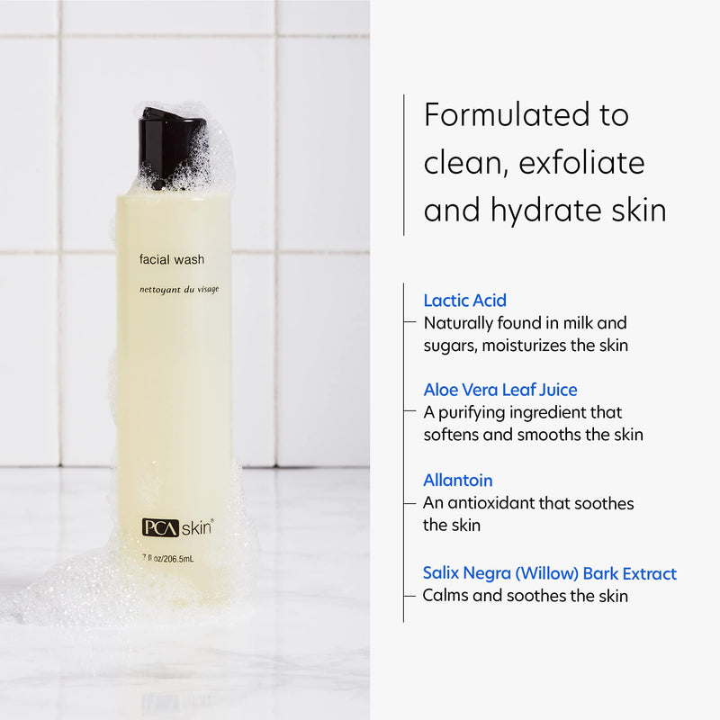 [Australia] - PCA SKIN Gentle Hydrating Face Wash - Oil-Free Daily Foaming Facial Cleanser with Moisturizing Lactic Acid for All Skin Types, Especially Acne Prone & Oily Skin (7 fl oz) 
