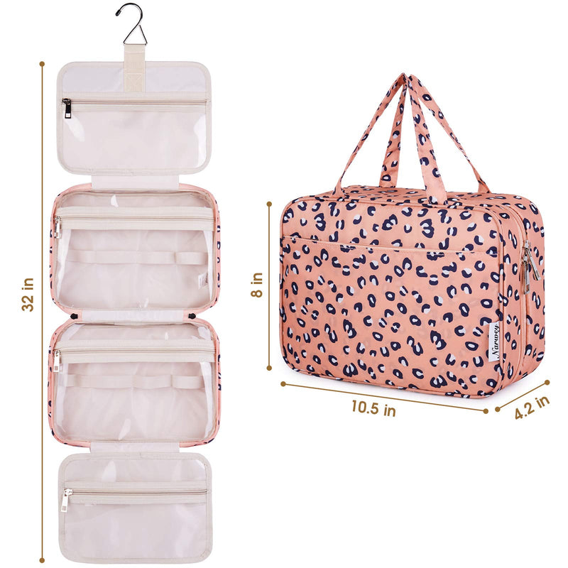 [Australia] - Large Hanging Toiletry Bag Travel Makeup Bag Cosmetic Organizer for Women and Girls Leopard 
