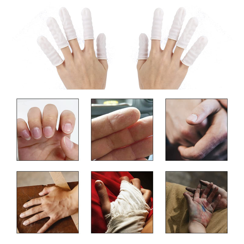 [Australia] - 300 Pcs Latex Finger Cots Medium Latex Finger Cots White Disposable Latex Finger Cots Rubber for Injured Finger,Cracked Finger,Sports(White) 