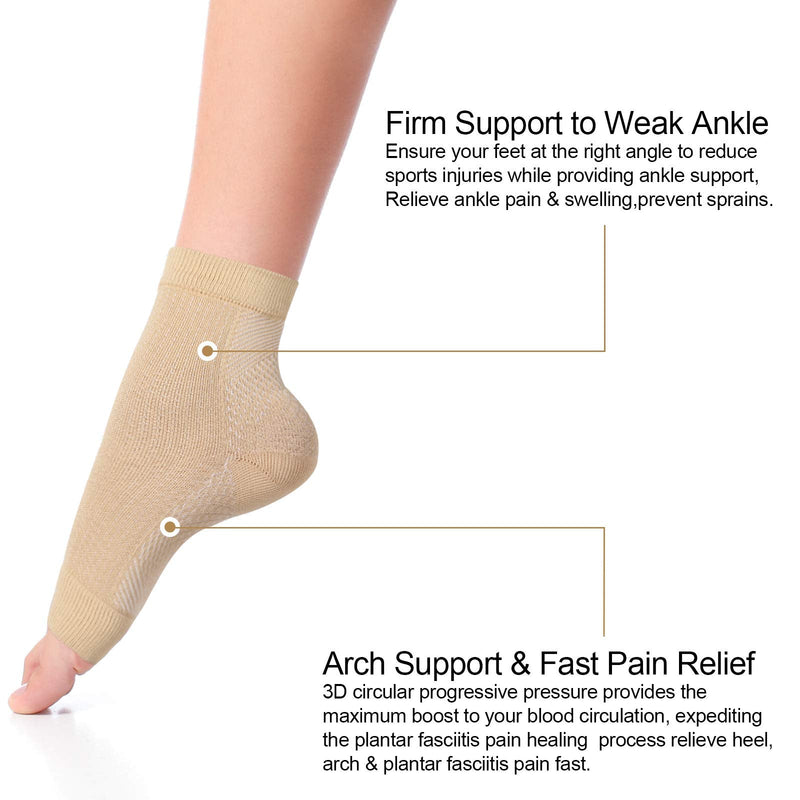 [Australia] - 7 Pairs Compression Foot Sleeves Ankle Compression Socks for Foot and Heel Pain Relief for Everyday Use with Arch Support Men and Women (Size L, Size XL) Size L, Size XL 