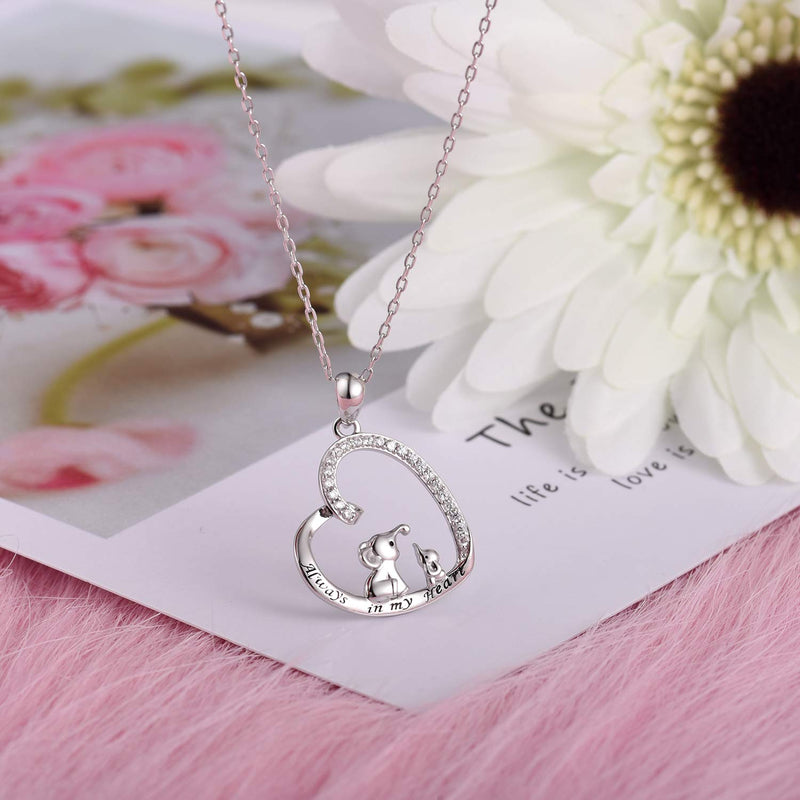 [Australia] - BEILIN Mother Daughter Jewelry - 925 Sterling Silver Lucky Elephant Love Heart Pendant Necklace Anklet Bracelet Ring Earrings for Women Girls 