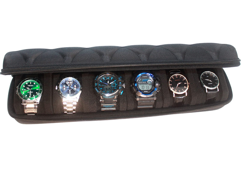 [Australia] - Travel watch roll case 6 slots, hard cover portable watch display organizer, Fits All Wrist Watches & Smart Watches Up to 55mm 