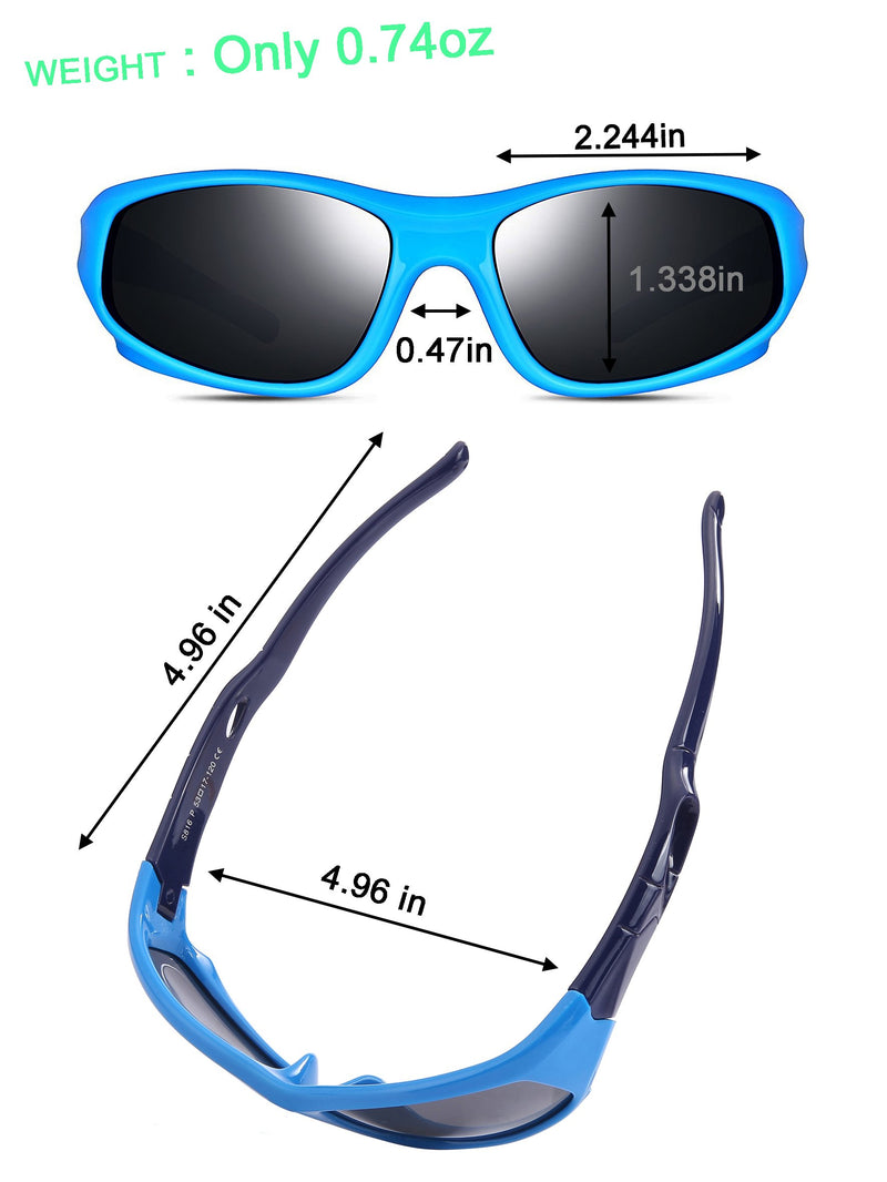 [Australia] - VATTER TR90 Unbreakable Polarized Sport Sunglasses For Kids Boys Girls Youth Blue/Blue As the pictures 