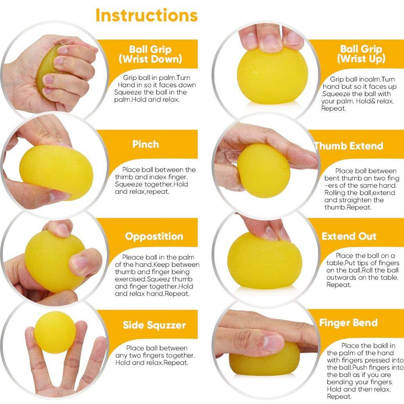 [Australia] - 3pcs Stress Relief Ball Multiple Resistance Therapy Exercise Gel Squeeze Balls Kits for Hand Finger Wrist Muscles Arthritis Grip Exerciser Strengthening 