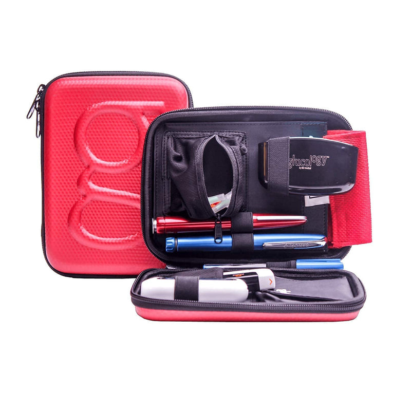 [Australia] - Glucology Diabetes Travel Essentials (Red Classic Diabetes Travel Case) and 3x Travel Sharps Disposal Containers 