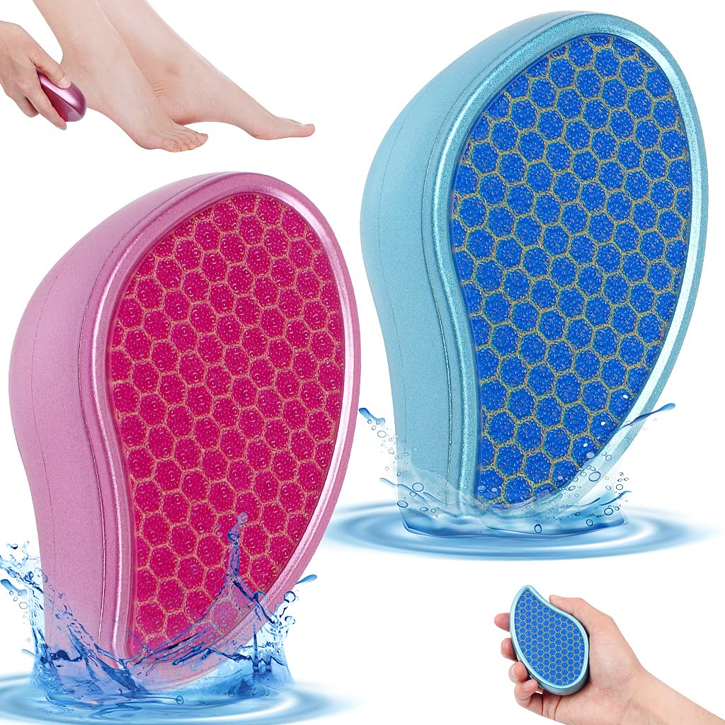 [Australia] - XYGK Foot File,2 Pcs Hard Skin Callus Remover,Nano Glass Foot Scraper Hard Skin Remover,Used on Salon Both Wet & Dry Pedicure Tool for Foot Care(Pink+Blue) 