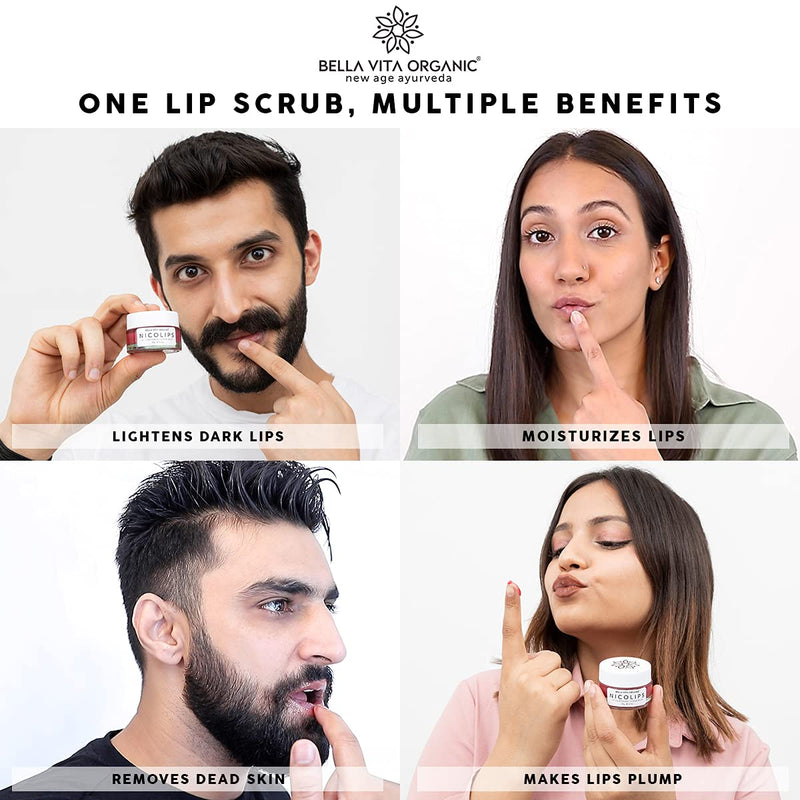 [Australia] - Bella Vita Organic NicoLips Lip Balm Scrub For Lightening & Brightening Dark Lips For Men & Women, 20g 