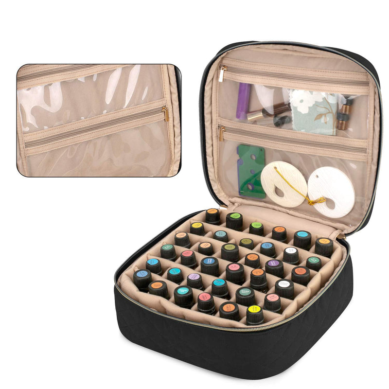 [Australia] - Yarwo Essential Oil Storage Bag for 36 Bottles(5-30ml), Travel Organizer Case for Essential Oil and Accessories, Black (Bag Only, Patented Design) Fits for 36 Bottles 