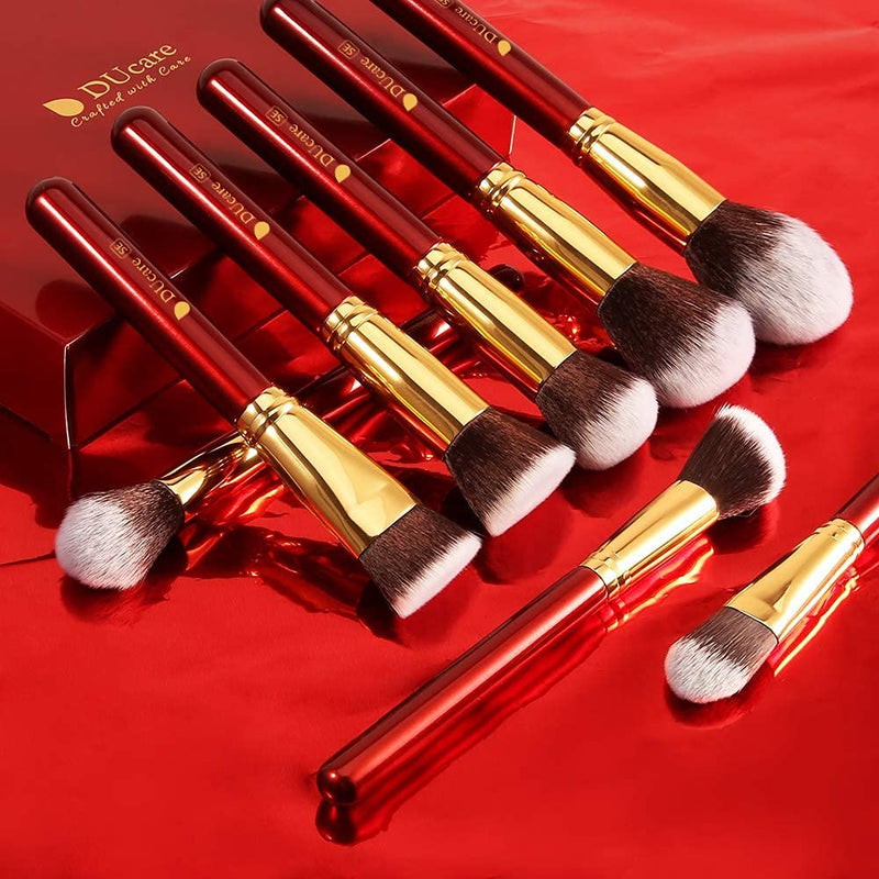 [Australia] - DUcare Makeup Brushes with Box 27Pcs Professional Makeup Brush Set Premium Synthetic Hair Kabuki Foundation Blending Make Up Brushes Kit, Gift for Women- Red red27pcs 