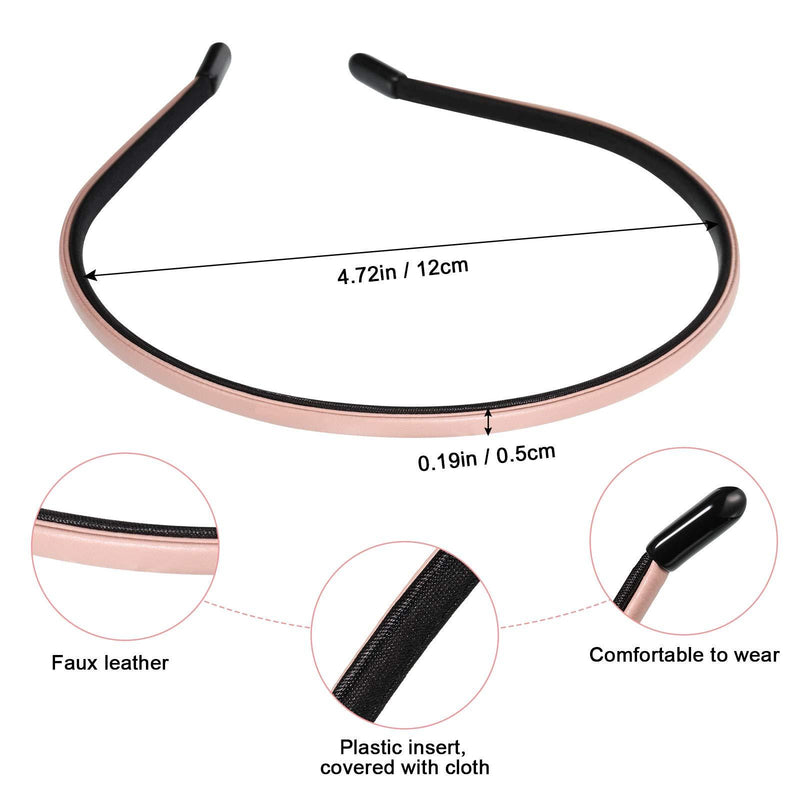 [Australia] - 6 Pieces Plastic Skinny Headband Thin Leather Covered Headband Hair Loop Clasp Hairbands Solid Simple Headband for Women and Girls, 6 Colors 