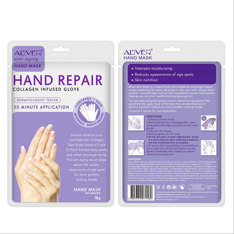 [Australia] - 5 Pairs Hands Moisturizing Gloves, Hand Skin Repair Renew Mask Infused Collagen, Vitamins + Natural Plant Extracts for Dry, Aging, Cracked Hands (5 Pairs Hand mask) (5 Pairs hand mask) 