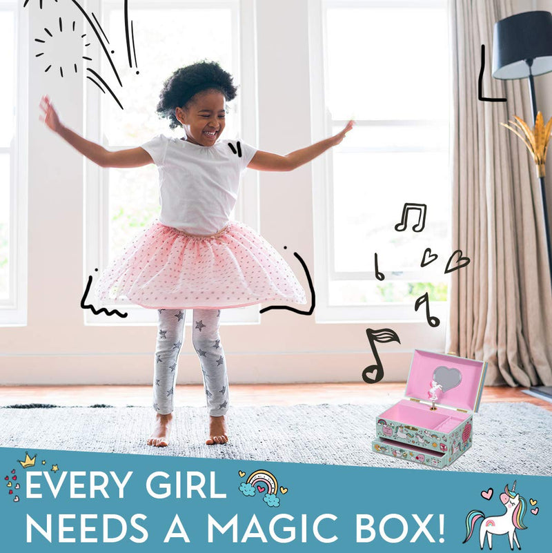 [Australia] - Musical Unicorn Jewelry Box for Girls - Kids Music Box Jewelry Organizer with Drawer Plays You Are My Sunshine with Heart Necklace and Bracelet Set - Girls Jewelry Box - Unicorn Music Boxes for Girls 