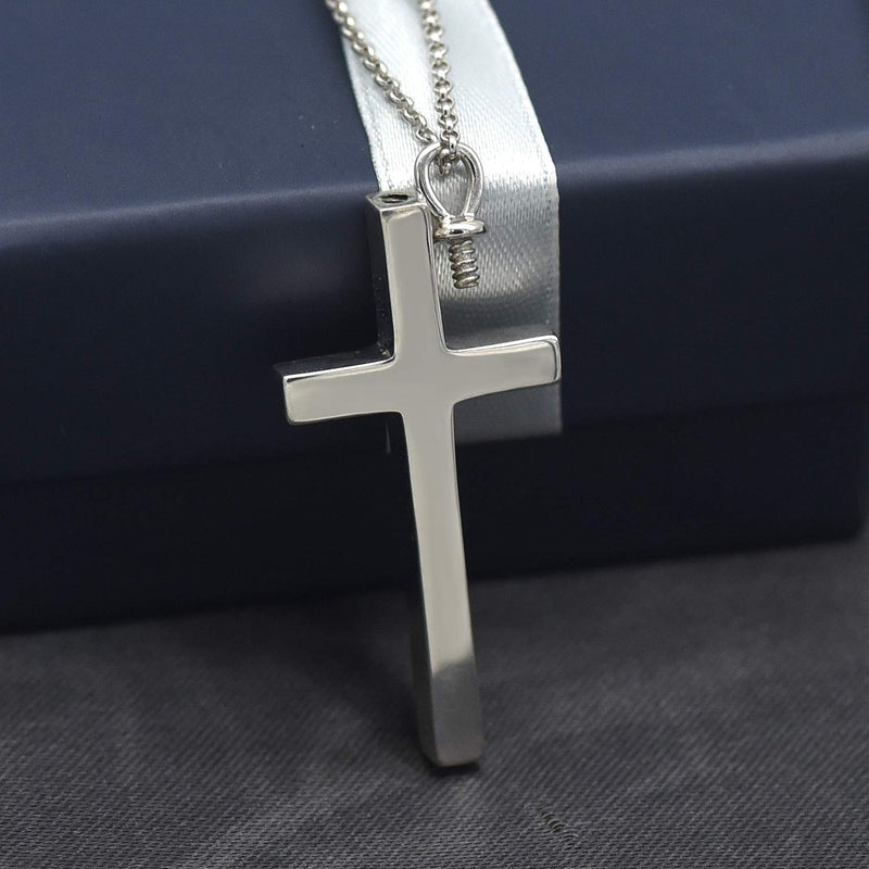 [Australia] - BEILIN 925 Sterling Silver Cremation Jewelry Cross Urn Pendant Memorial Cross Urn Necklace for Ashes 