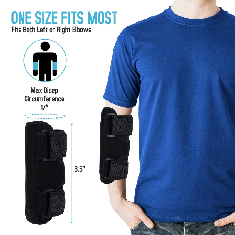 [Australia] - GINTRON Elbow Brace 2022,Comfortable Night Elbow Support for Sleep Elbow Splint, Adjustable Elbow Stabilizer with 2 Removable Metal Splints for Cubital Tunnel Syndrome,Tendonitis,Ulnar Nerve,Tennis Black 