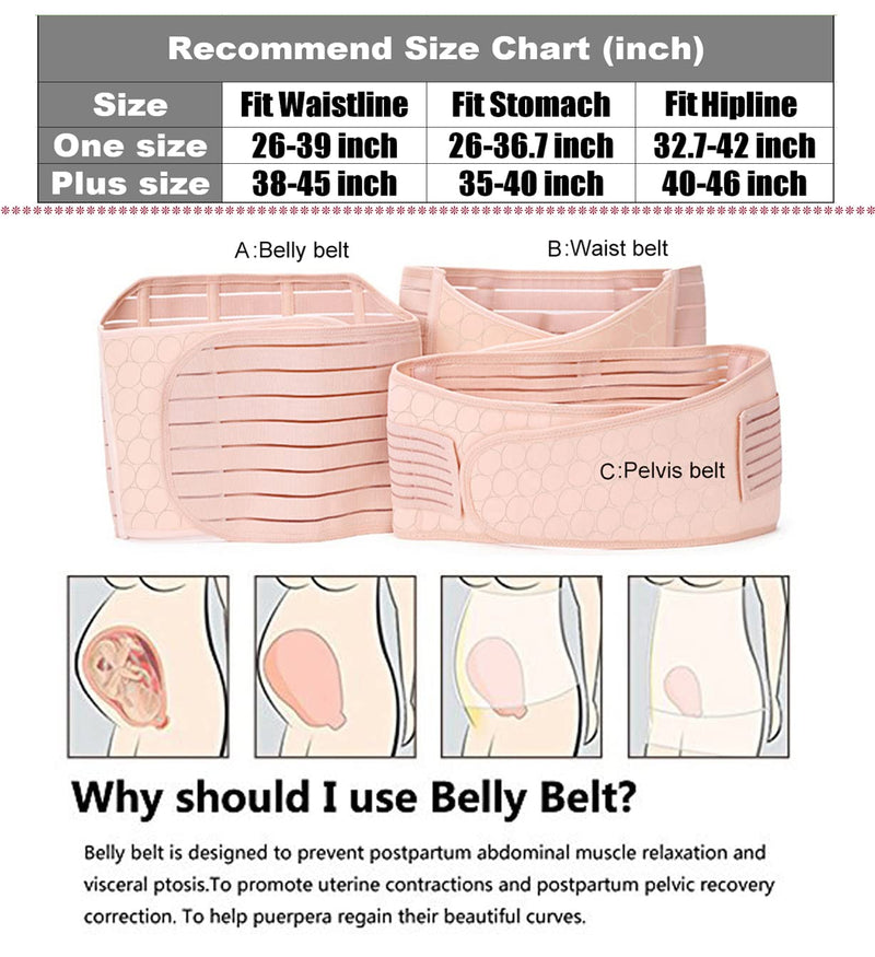 [Australia] - 3 in 1 Postpartum Support - Recovery Belly/waist/pelvis Belt Shapewear Slimming Girdle, Beige, One Size One Size (Pack of 1) 