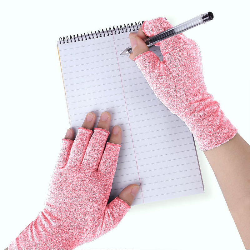 [Australia] - DISUPPO Arthritis Compression Gloves Relieve Pain from Rheumatoid, RSI,Carpal Tunnel, Hand Gloves Fingerless for Computer Typing and Dailywork, Support for Hands and Joints (M, Pink) Medium (1 pair) 