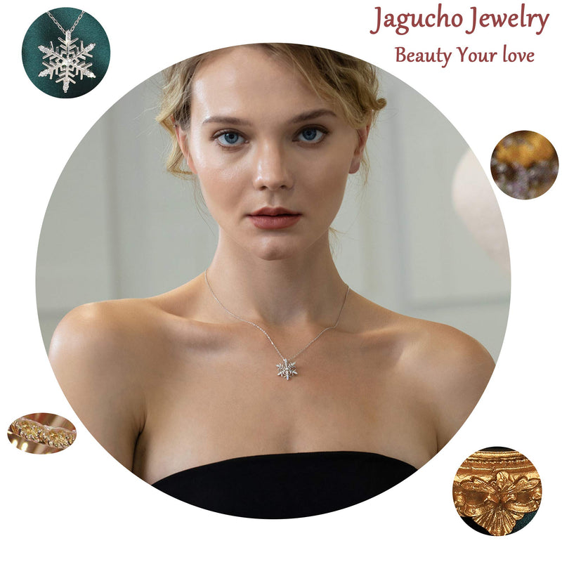 [Australia] - Jagucho Sterling Sliver / Rose Gold Plated Necklace Dainty Chain with Pendant Jewelry Y Pendant Necklaces Gift for Women Teen Girls Snowflake-Silver 