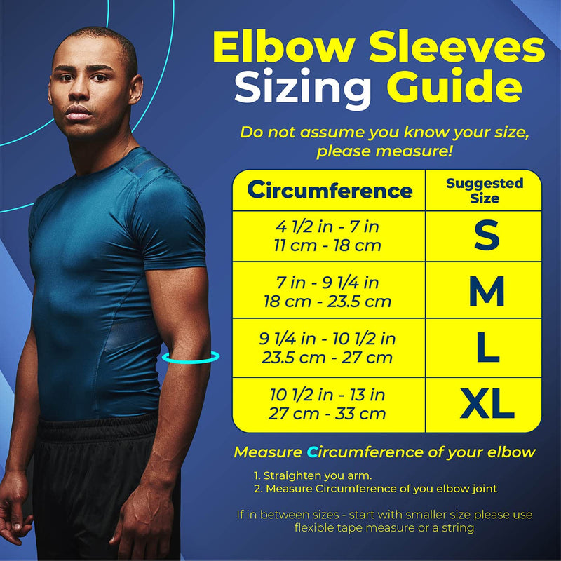 [Australia] - Sparthos Elbow Compression Sleeves (Pair) – Tennis and Golfer's Elbow Support – Elbow Brace for Men and Women – Made from Innovative Breathable Elastic Blend Medium Midnight Black 