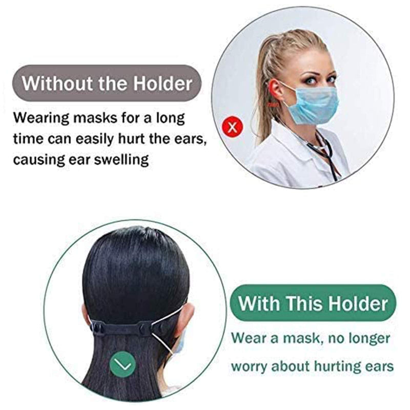 [Australia] - 6-Piece Mask Strap Extender, Adjustable Ear Strap Extender Bracket, Reduce Stress and Pain Ear Protectors Wear Masks Suitable for Women Men Children (Black) 