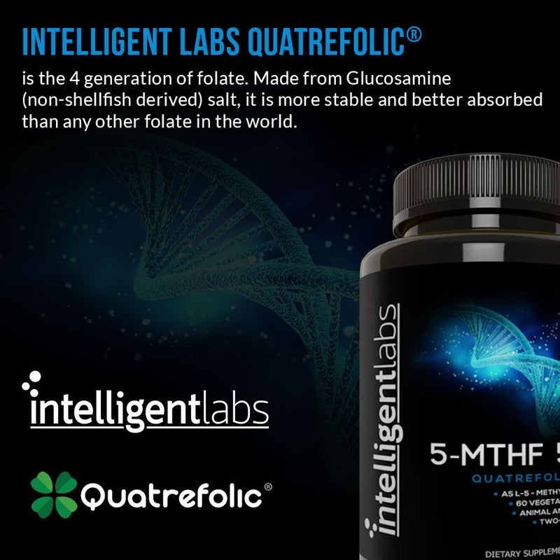 [Australia] - 1MG L-5 MTHF by Intelligent Labs, 120 Capsules 4 Months Supply, L-5-methyltetrahydrofolate Activated Folic Acid Supplement as Quatrefolic Acid, Activated Folate 