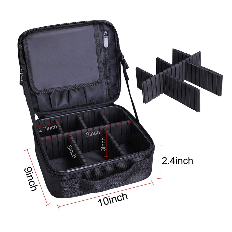 [Australia] - LTGEM Cosmetic Travel Bag Makeup Train Organizer Portable Storage Case with Adjustable Dividers for Cosmetics Makeup Brushes Toiletry Jewelry Accessories-Black 