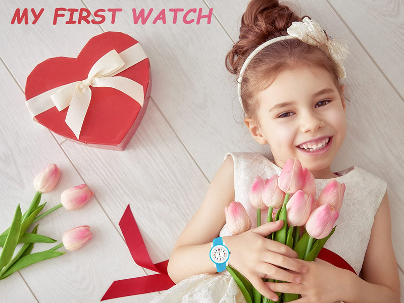 [Australia] - Kids Watch for Girls Boys 3-12 Years Old Waterproof Outdoor Analog Watch for Children with Rubber Band Light Blue 