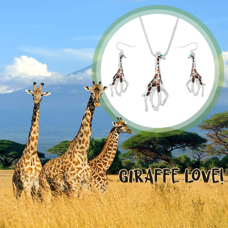 [Australia] - Lola Bella Gifts Giraffe Pendant Necklace and Earrings Set with Gift Box 