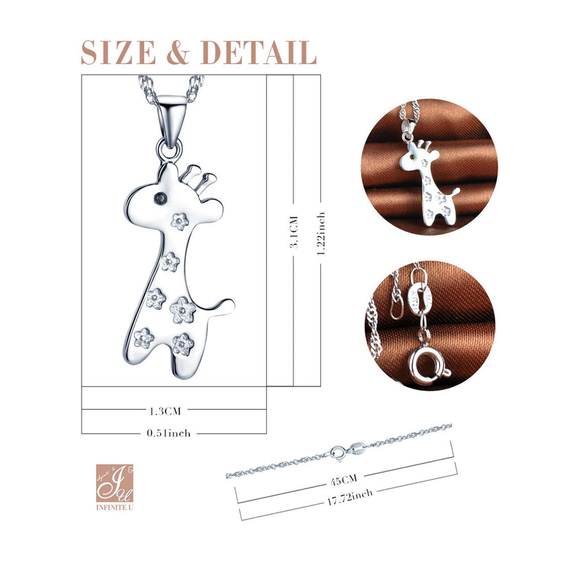 [Australia] - Infinite U Women's Giraffe Pendant Necklace in 925 Sterling Silver with 45cm Chain,Rose Gold/Silver 