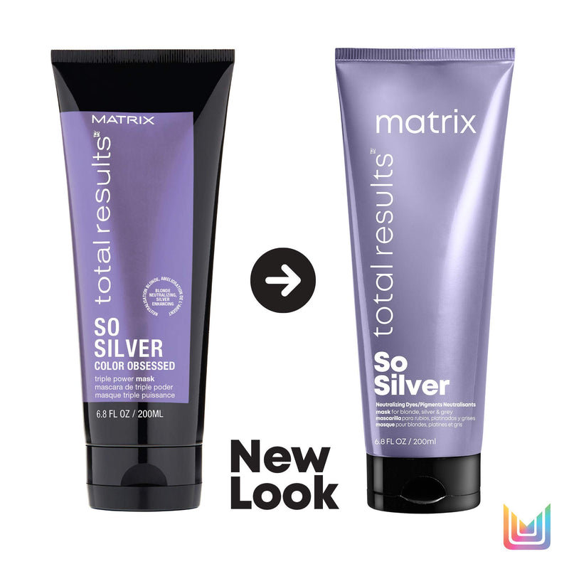 [Australia] - MATRIX Total Results So Silver Deep Conditioning Triple Power Toning Hair Mask | Repairs Damaged Blonde & Silver Hair | for Color Treated Hair | 6.8 Fl Oz 