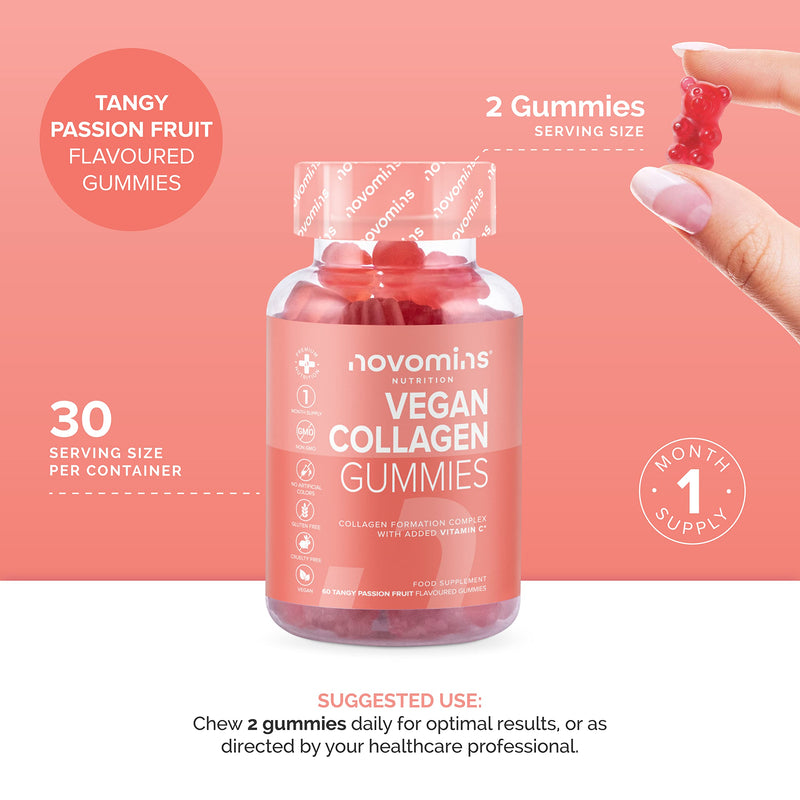 [Australia] - Vegan Collagen Gummies � Advanced Superfood Blend � Vegan Collagen Alternative for Women and Men � Infused with Vitamin C, BCAAs, Hyaluronic Acid� Gummy Vitamins - Made by Novomins 
