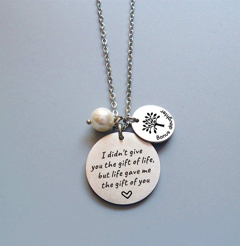 [Australia] - Stepdaughter Gift - I Didn't Give You the Gift of Life But Life Gave Me the Gift of You - Family Tree Pendant Necklace Step Daughter Gifts from Stepmom or Stepdad 