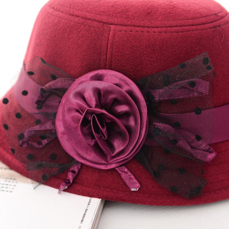 [Australia] - IL Caldo Women's Retro Winter hat Fascinators One Size Wine Red 