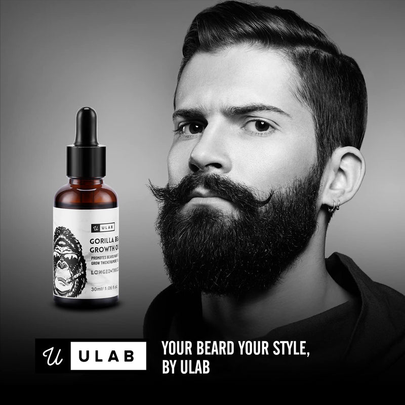 [Australia] - uLab Gorilla Beard Oil for Hair Growth, Mens Natural Daily Hair Growth Oil Formula for Beards and Facial Hair, 30ml 