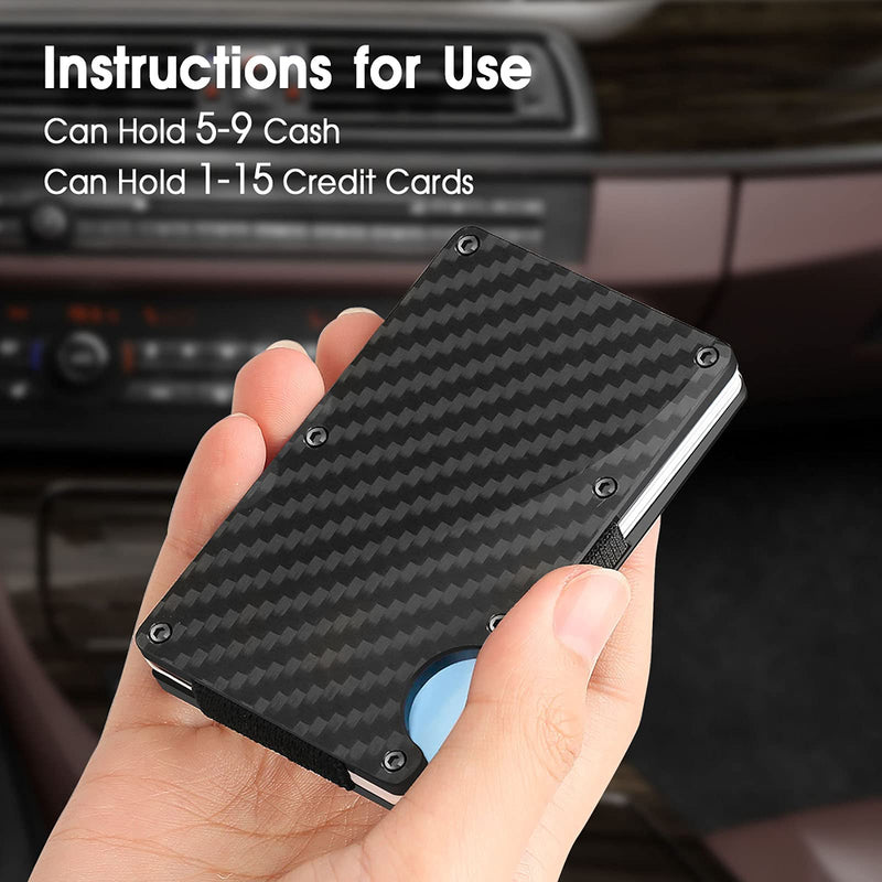 [Australia] - Carbon Fiber Minimalist Wallet for Men - RFID Blocking Credit Card Holder Metal Wallet- Money Clip Slim Front Pocket 