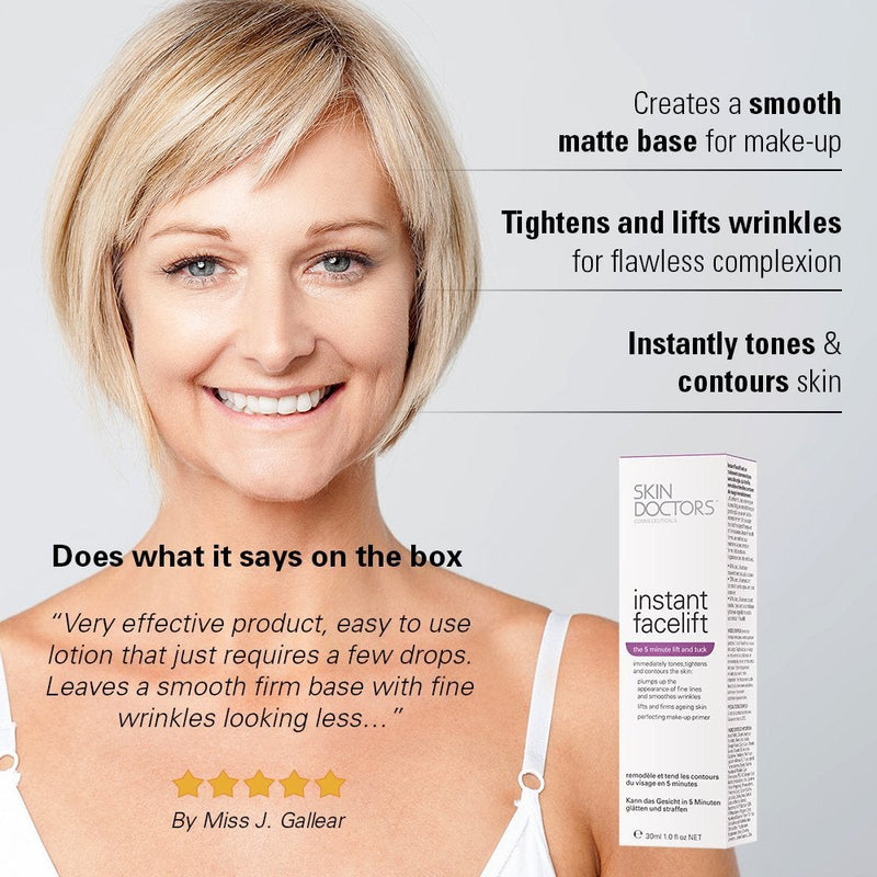 [Australia] - Skin Doctors Instant Facelift serum, make-up primer, instantly smoothes wrinkles, reduces fine lines, tones and lifts for younger looking skin, whilst acting as a matte primer. Works in minutes and lasts for hours. - 30ml 