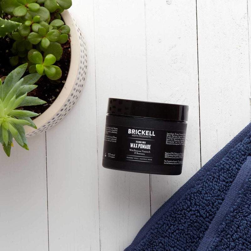 [Australia] - Brickell Men's Flexible Hold Wax Pomade for Men, Natural and Organic Irritation Free Natural Shine, 59 mL, Scented 