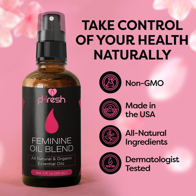 [Australia] - pHresh Feminine Spray - 100% All Natural Yoni Oil for Women - Supports Vaginal Odor, Itch, & Irritation - Promotes Healing & Soothing - With Tea Tree, Lemongrass, Orange Essential Oils - 2 oz 