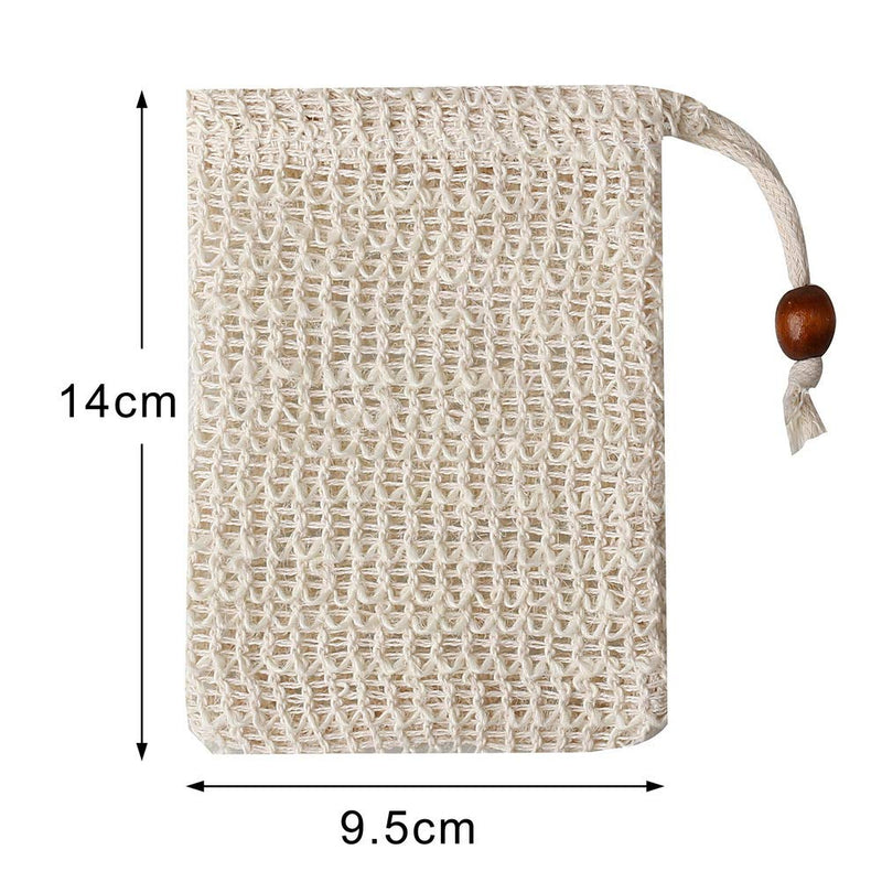 [Australia] - nuoshen 2 pcs Sisal Soap Bag, Natural Organic Soap Bag Exfoliating Soap Saver Pouch with Drawstring for Foaming, Drying Soaps, Exfoliation 