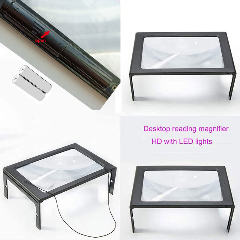 [Australia] - Hanme Full Page Reading Magnifier with LED Lighted, 5X Hands-Free Rectangular Magnifying Glass, for Low Vision Seniors Repair Observation 