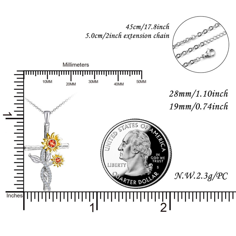 [Australia] - Distance Sunflower Necklace for Women 925 Sterling Silver You are My Sunshine Necklace Jewelry Gifts for Women Girls Mom Wife 