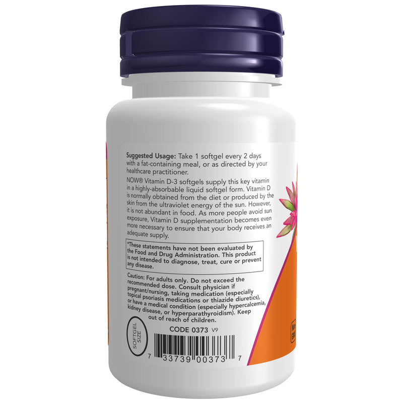 [Australia] - NOW Supplements, Vitamin D-3 5,000 IU, High Potency, Structural Support*, 240 Softgels 240 Count (Pack of 1) 