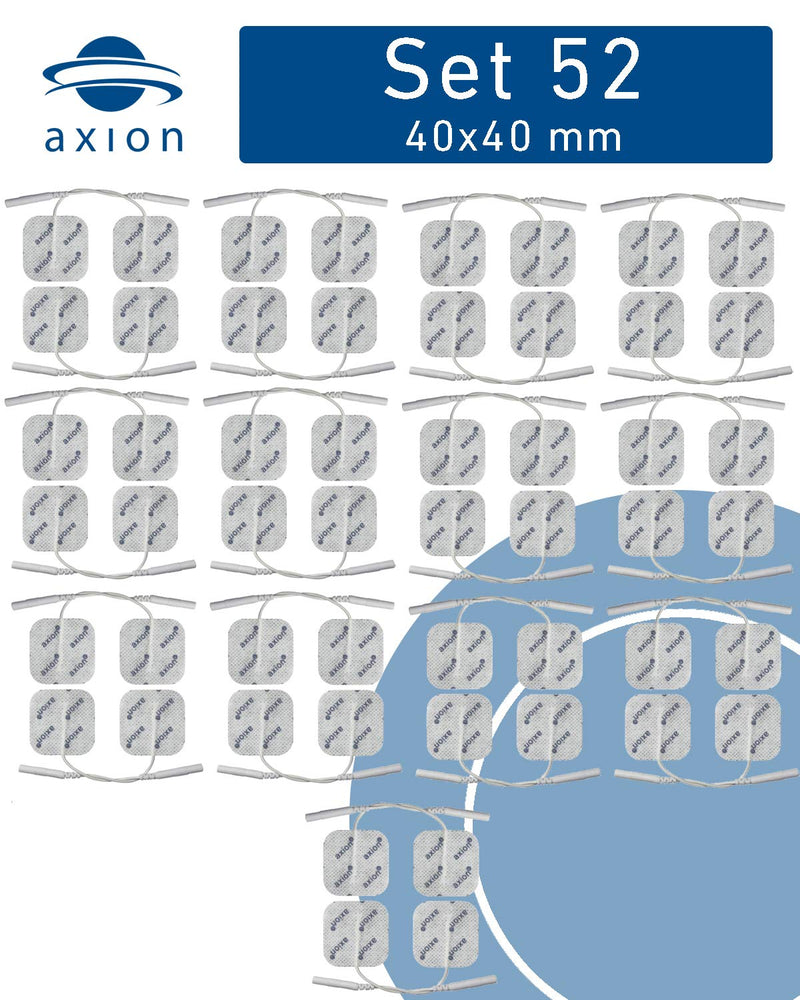 [Australia] - Axion Pack of 52 Electrodes. Self-Adhesive Pads 4x4cm for TENS EMS Units with 2mm Connection. Pads for Pain Treatment, Muscle Growth, Toning and Massage 